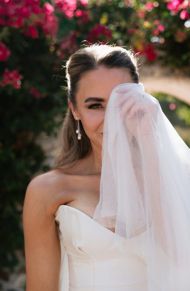 Bridal portraits with veil at Leo Carrillo Ranch