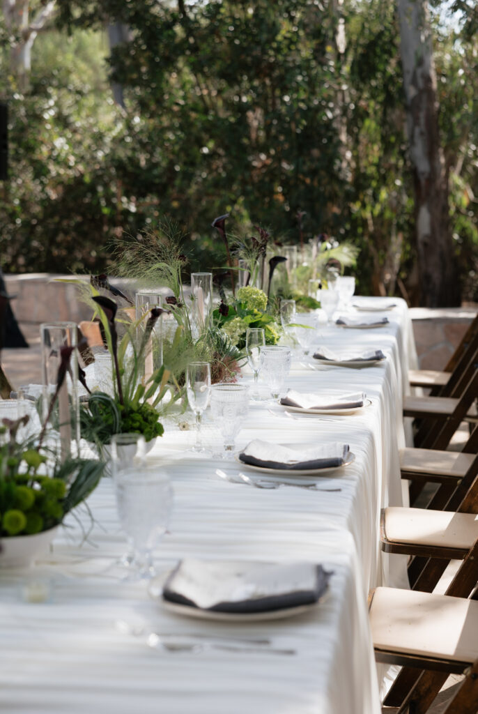 elegant wedding table details at Leo Carrillo Ranch